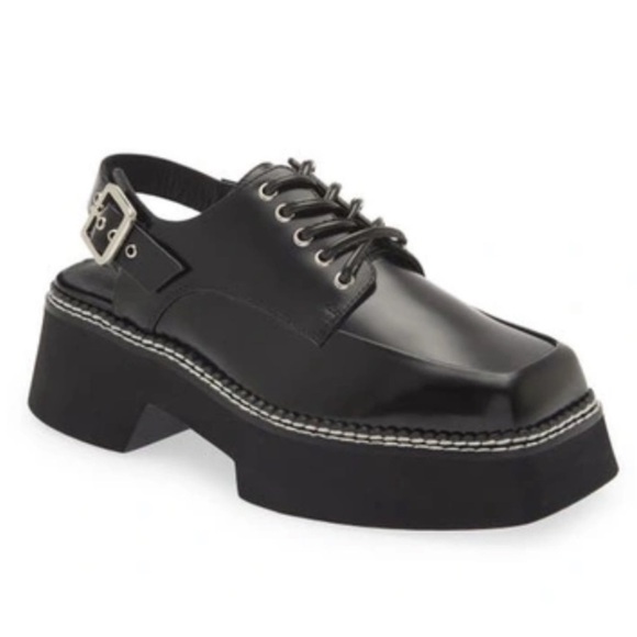 Jeffrey Campbell Book Slingback Platform Derby Shoes Size 6 Black - Picture 1 of 14